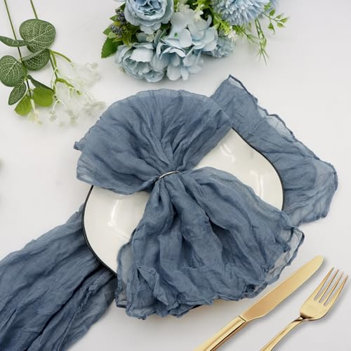 24 Stück Mullservietten 50 x 50 cm graublau, Gaze Käsetuch Servietten aus Baumwolle, Boho Vintage Stoffservietten weich & wiederverwendbar für Hochzeit, Taufe, Party, Tischdekoration