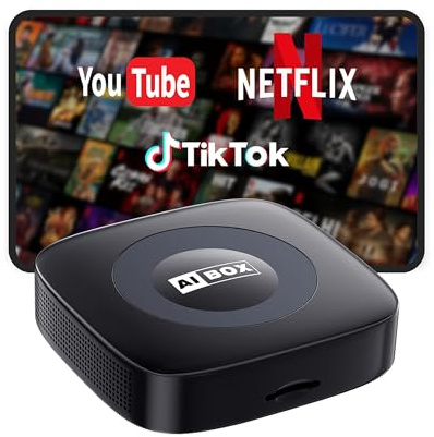 Ai Magic Box für Streaming Netflix/YouTube/TikTok, kabelloser CarPlay-Adapter, Dongle, unterstützt TF-Karte für OEM Wired Car Play & Android Auto Cars
