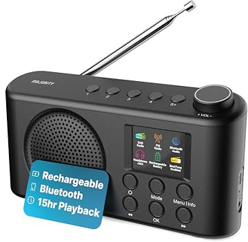Majority Orwell Pro DAB/DAB+ Radio Portatile | Bluetooth FM, 40 Preset, 4 Pulsanti Rapidi, 15 Ore Batteria Ricaricabile USB-C, Minuterie Sonno, EQ 7 Presets, Schermo LCD | Radio Dab Casa, Viaggio