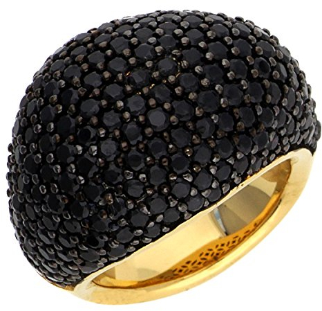 ESPRIT Glamour Damen-Ring ES-NYXIA-BLACK GOLD teilvergoldet Spinell schwarz Gr. 57 (18.1) - ESRG02034D180