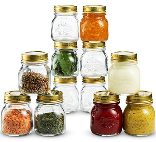 Bormioli Rocco - Glass Storage Jars, Set of 12 Food Preserve Jars with Airtight Screw Lids from Quattro Stagioni, Canning& Storing, 150ml x 12 Jars