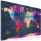 B&D XXL - Wandbilder XXL 120x80 cm 1 tlg - Wand Deko Vlies Leinwand Bilder Groß Wanddeko Wohnzimmer Schlafzimmer Kunstdrucke - Weltkarte Welt KArte Kontinente k-A-0086-b-b