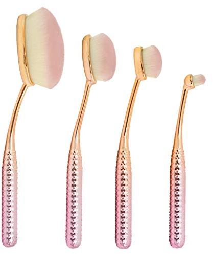 MODA Royal & Langnickel Make-up-Pinsel-Set, oval, Metallic-Gesicht, 4-teilig, inkl. Grundierung, Kontur, Detailkontur und Concealer, Metallic-Rose, MSET-FPK3