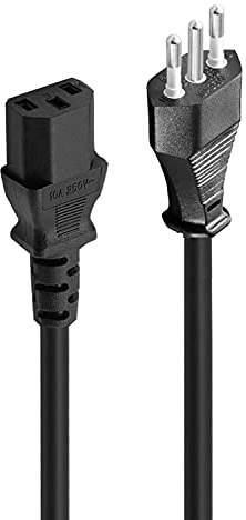 Ewent Cavo Alimentazione 5m Spina Italiana 10A Tipo L a IEC C13 Femmina, Cavo AC Universale per PC Monitor Stampanti, H05-VV-F 3G 1.0mm² Nero