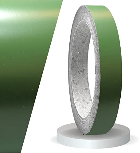 siviwonder Zierstreifen selbstklebend Folie Army Green Matt 15 mm x 10 m Rolle Dekorband Auto Motorrad Boot Fahrrad Wohnwagen Helm Pinstripe Klebeband für Konturmarkierung Linien Dekoration Folienband