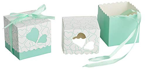 Kleenes Traumhandel Herz-Design Geschenkboxen - 30er Set in Mint mit Satinband - Ideal für besondere Anlässe