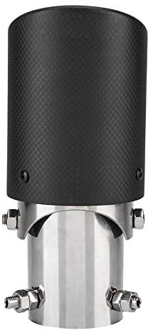 VOBOR Auto Auspuffrohr, Carbon Style Auto Einstellbare Einzelauslass Auspuffrohr Schalldämpfer Endrohr Edelstahl Chrom-Ende 63-89mm