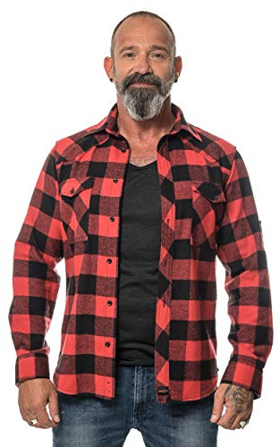 ROCK-IT Apparel® Chemise en Flanelle à Carreaux pour Hommes Manches Longues Chemise de bûcheron Chemise à Carreaux de qualité supérieure Chemise décontractée Chemise Tailles S-5XL Noir/Rouge 4XL