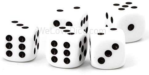 WeLoveDice 12mm W6 Würfel weiß/schwarz - Made in Germany! - 10Stk