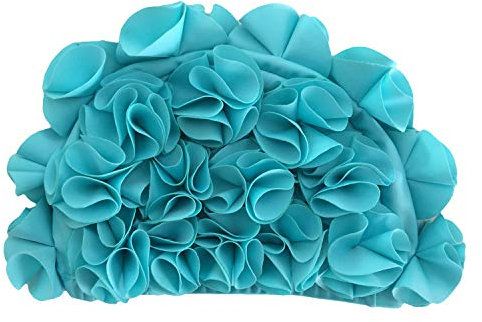 LAIKETE Cuffia da Nuoto Donna Boho Stile retrò Traspirante con Fiori Cuffia da Bagno Petali Floreale Cappello Tessuto per Cappelli Lunghi Turbante per Spa Mare Swimming cap Headwear