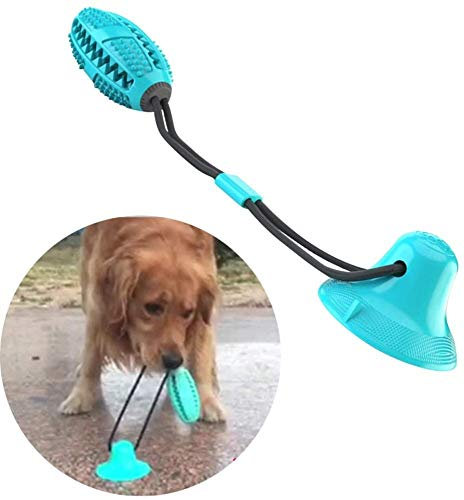 HUOQILIN Multifunction Pet Molar Bite Toy, Giocattolo Durevole della Palla della Corda del Rimorchiatore del Cane con La Ventosa Palla del Giocattolo Cane,Blue