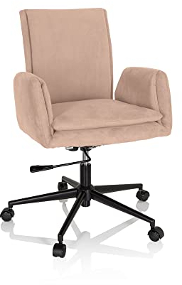 hjh OFFICE 660947 Drehstuhl mit Rollen Flow PRO Samt Beige Schreibtischstuhl Sessel modern, bequem gepolstert, Wippfunktion