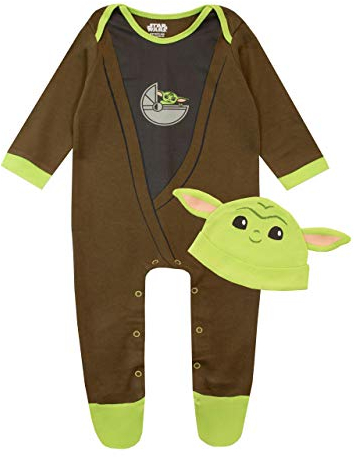 Star Wars Baby Jungen Schlafstrampler und Hut gesetzt The Mandalorian Baby Yoda Mehrfarbig 44-50