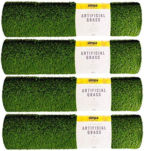 simpahome 4 x Quality Non Fade Artificial Grass Pile Roll - 2m x 1m / 6.6ft x 3.3ft - 30mm Pile Height - Astro Turf Fake Lawn - Tested Extreme Weather Conditions.