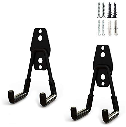 Shiwaki 2 Stück Garagenaufbewahrungshaken Garagenwerkzeug-Organizer Kleine quadratische Metallgummi Wandhaken Utility Fahrrad Gerätehalter