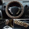 ihreesy Lenkrad Abdeckung für Frauen,3er Set 38cm Plüsch Leoparden Auto Lenkradhülle Lenkradbezug Lenkradschoner mit Handbremsabdeckung/Schaltknaufabdeckung Universal Auto Dekor Zubehör,Beige