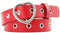 Herz Gürtel Nietengürtel Schmaler Damengürtel Schwarz Einzelloch Nietengürtel mit Leder Ösengürtel, versch Farben Hohle Blume,Punk Gothic Partygürtel Größen, Breiten 2.5 (Rot,Einheitsgröße)