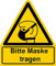 Aufkleber Warnaufkleber Bitte Maske tragen Warnung Warnschild Folie signalgelb ähnl. ISO 7010 | Größen wählbar Made in Germany, Größe: 105x123 mm