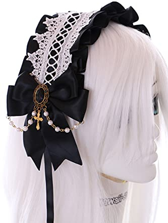 C-04-6 Lolita Serre-tête gothique avec nœud Noir