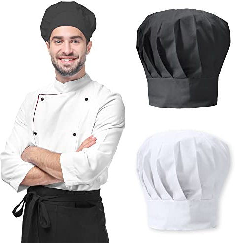 ANTEVIA - Véritable toque de cuisinier en coton | Toque de chef noir | PLUS DE 10 MODÈLES | Pâtissier | Couleur : Noir (Nilson noir)