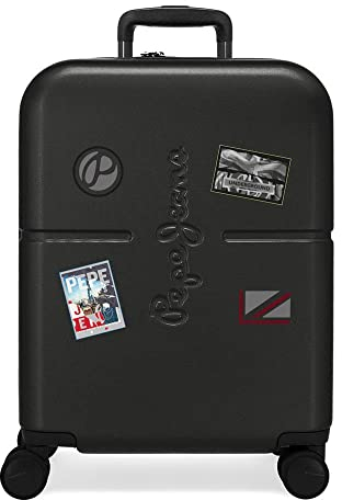 Pepe Jeans Chest Kabinentrolley, schwarz, 40 x 55 x 20 cm, starr, ABS-Verschluss, integriert, 37 l, 3,22 kg, 4 Räder, Handgepäck