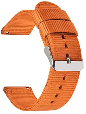 Stevenurr Strapazierfähiges Nylon-Armband 18mm 20mm 22mm 24mm Nylon-Uhrenarmband mit Schnellverschluss, Orange, 22mm