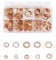 QWORK® Copper Washers Assorted Kit, 200 Pcs Flat Copper Sealing Washers - M5, M6, M8, M10, M12, M14