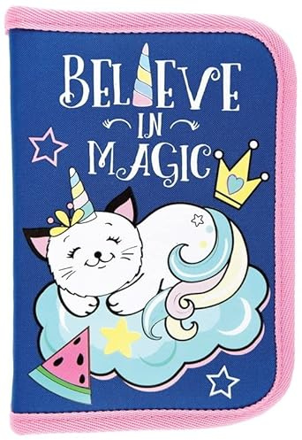 Goldkids Federtasche Federmappe Federmäppchen ohne Inhalt Schüleretui Stifte und Pinsel Fanartikel Federbox Etui Stiftetasche Schlamper-Etui Schul-Etui Caticorn Katze Cat Motiv