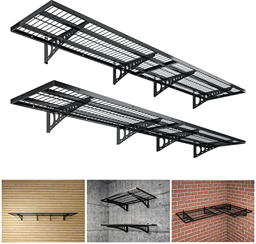 Dtrik Garagenregal zur Wandmontage, 4 Stück, 0,5 x 1,2 m, belastet 453,6 kg, robuste Regale, starker Garagen-Organizer, Lagerregale, schwarzes Metall, schwebend, verstellbares Wandsystemregal