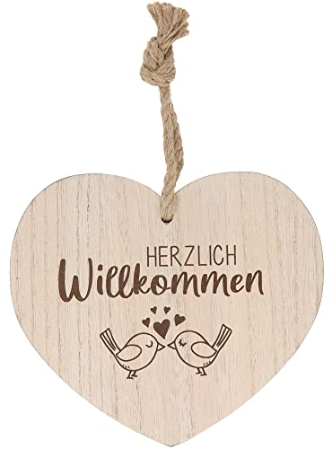 Spruchreif | Deko Herz mit Gravur | Holzherz mit Gravur | Herz mit Spruch | Shabby Chic Deko | Wanddeko Herz | Türdekoration | Türdeko Haustüre | Geschenk zum Einzug | Herzlich Willkommen