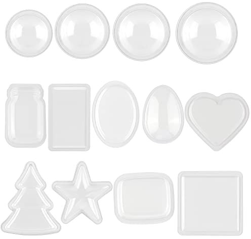 130Pcs/13 Set Adhesive Shaker Pouches for Shaker Card Bottle Easter egg Stars Christmas Trees TV etc. 3D Dimensional Shaker Domes Set for Shaker Cards Making Clear Puffy Shaker Covers（13 Styles）