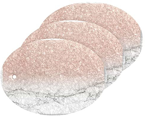 Kcldeci 3 Pack Kitchen Scrub Sponges Glitter Rose Gold Marble Kitchen Dish Sponge Non-Scratch Microfiber Sponge for Household Cleaning Dishes, Pots and Pans