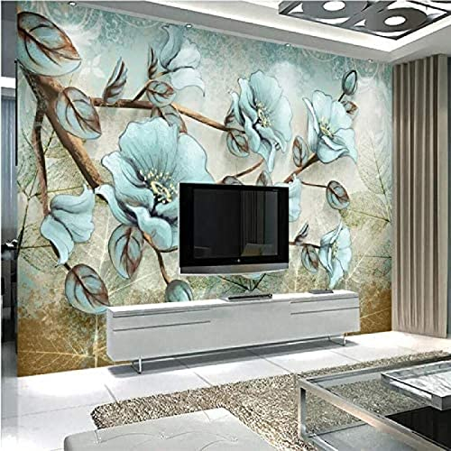 Großes Wandbild 4D Personalisierbar Abstrakt Minimalistisch Retro Reich An Blumen Vögeln Modernes Seidenposter Tapeten Wohnkultur Fototapete 3D Effekt Wohnzimmer Schlafzimmer Kinderzimmer-150Cm×105Cm