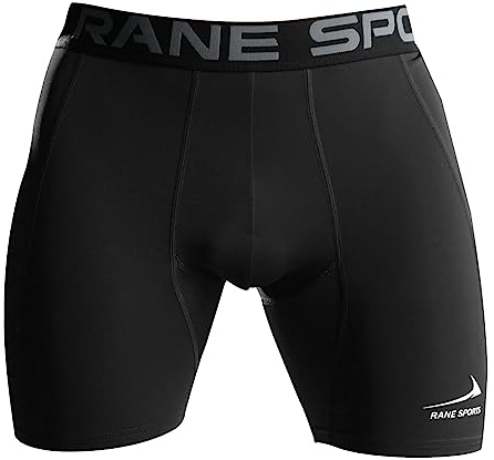 Rane Sports Herren Funktion Kompression Shorts, Schnelltrocknendes Baselayer Unterhose Tights Kurz, Atmungsaktive Laufhose mit Seitentaschen Tights Schwarz M