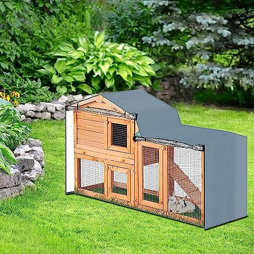 Doppelte Kaninchenstall-Abdeckung, Hühnerstall-Abdeckung, staubdichte Katzenkäfig-Abdeckung, wasserdichter Käfigschutz aus 210D Oxford-Stoff, feuchtigkeitsbeständige Hasenstall-Abdeckungen M gray