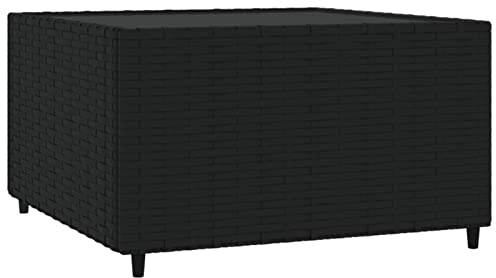 Homgoday Couchtisch für den Garten, quadratisch, 50 x 50 x 30 cm, geflochtenes Harz, Tischplatte aus Hartglas, Outdoor-Tisch für Terrasse, Innen- und Außenbereich, Pool, Camping