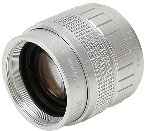 Cyrank 50mm F1.4 Manual Focus Prime Lens HD 2/3 Inch Fa Lens Manual Focus Camera Lens for Industrial Video Microscope Camera Micro Four Thirds M43, Landscape, Portrait