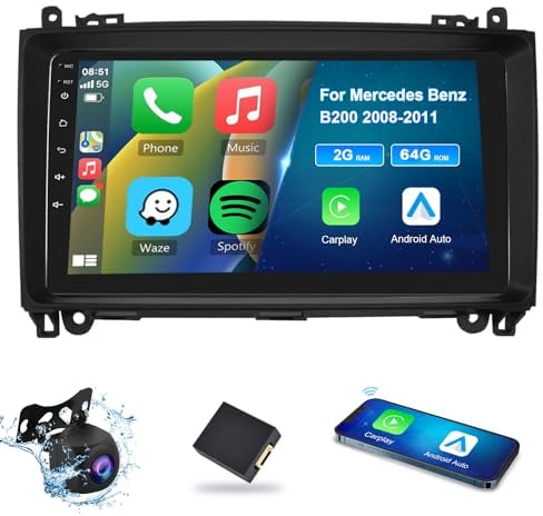 【2+64G】 Hodozzy Carplay Autoradio für Mercedes Benz B200 W169 W245 W639 Sprinter Vito Viano Android Autoradio mit Navi,9 Zoll Touchscreen mit Android Auto/WiFi/GPS/RDS/FM/Bluetooth/USB+Rückfahrkamera