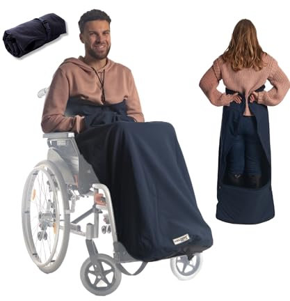 BELIEFF Rollstuhl Decke Erwachsene - Rollstuhldecke Beindecke - Rollstuhlsack - Rollstuhl Schlupfsack - Fußsack - Geschlossen - Blau - Large
