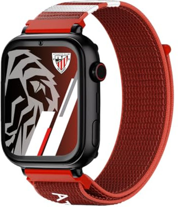 SaveFamily SaveWatch Plus 4G Edición Athletic Club | Reloj Inteligente Niño con Localizador GPS, Llamada, Vídeo, Whatsapp, Música, Bluetooth, App Store | SIM Incluida - Correa de Tela Roja