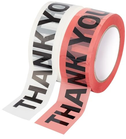 GOMAKERER 2 Stück 2 Farben Dankeschön-Paketbänder, Bedrucktes Versandband Klebebänder Karton-Dekorationsband Verpackungsbänder Für Den Versand, Verschließen von Kartons, Basteln