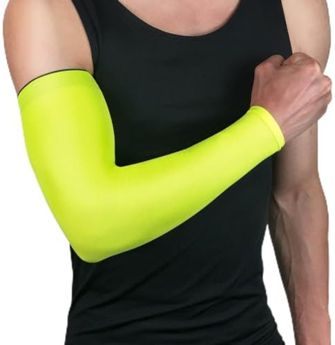 DAZZLEEX Coderas suaves de portero para jóvenes y adultos, mangas de compresión muscular de poliéster, bandas de protección solar, verde, M