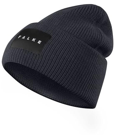 FALKE Unisex Beanie-Mütze Basic Label Big U Be Wolle schnelltrocknend warm 1 Stück, Blau Night Sky 6437, OneSize