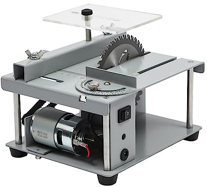 OUBUBY Mini scie de table avec lames pour artisans, 96 W, portable, petite scie de table portable, précision de 0 à 90 °, petite scie de table multifonctionnelle pour projets de travail du bois DIY