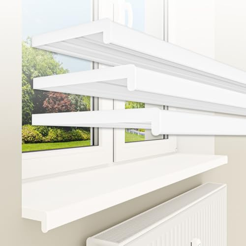 HEXIM Fensterbank bis 3 Meter Fensterbrett 30 x 100 cm (matt) weiß Kunststoff PVC innen Innenfensterbank matt oder glanz DIN EN 13501-1 inkl. Seitenabschluss