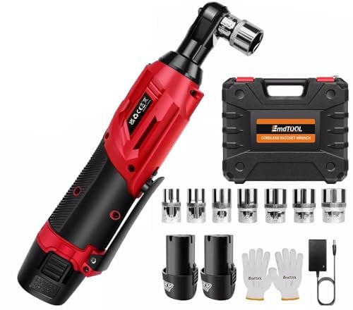 Lucn Rotes 3/8 Zoll Akku-Ratschenschlüssel-Set, elektrischer Ratschenschlüssel mit 7 Stecknüssen
