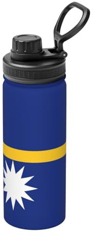 Flag of Nauru Print Vacuum Insulated Sports Water Bottle,18 Oz Stainless Steel Water Bottle for Gym Home Sports