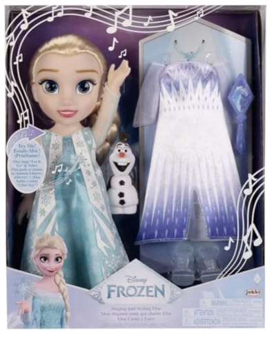 Disney Princess Singing and Styling Doll, Height ~14 inches, Batteries Included (Elsa)