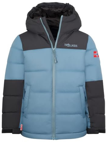 Trollkids Kids Narvik Jacket PRO 164, Black/Steel Blue