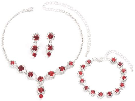 FDEETY Schmuckset Blumen Kristall Halskette Armband Ohrringe Schmuck Damen Hochzeit Brautschmuck Elegant Luxus Glänzend